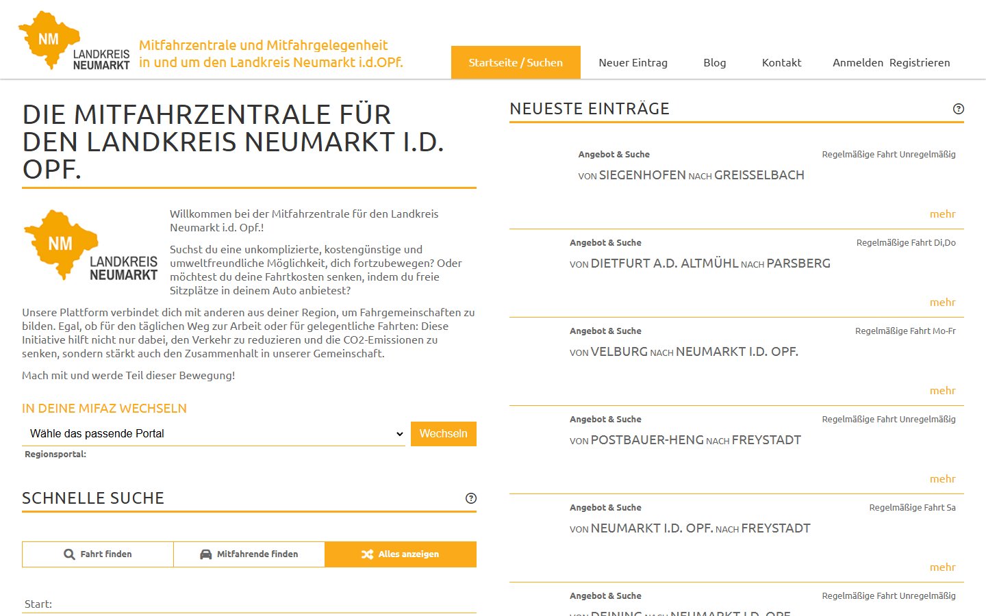 MiFaZ-Portal des Landkreises Neumarkt in der Oberpfalz